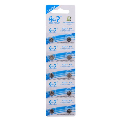 10 Pcs Set AG5/LR754/393 1.5V Button Cell Alkaline Battery