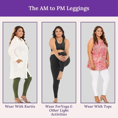 Image of Adira | Plus Size Leggings for Women | Plus Size Leggings for Women | High Waist | Ankle Length | Soft Cotton & Elastane Blend | Non-See-Through | Gusset Crotch Prevents Ripping