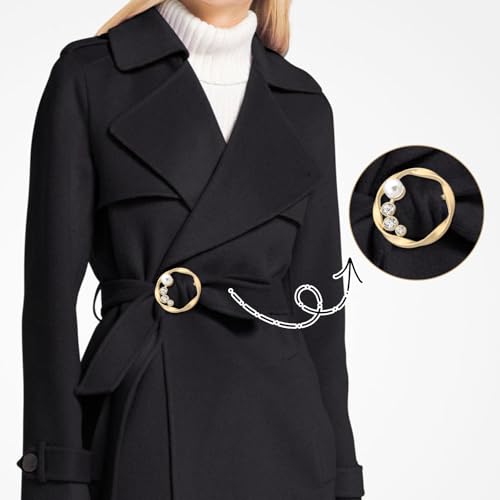 Image of 6 Pcs Silk Scarf Ring Shirt Clips,T-shirt Ties Clips Clothes Corner Knotted Button Belt Buckle For Lady Girls Women with Pearl Rhinestone
