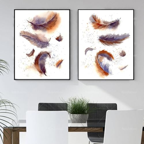 Toile décoration murale plume aquarelle œuvre d'art esthétique