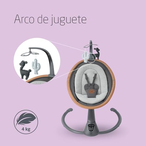 Maxi-Cosi Cassia Hamaca bebé elétrica, 0-6 meses, máx. 9 kg, balanço bebê, 12 melodias, rotação 360°, detecção automática, 5 velocidades, 2 posições de reclinação, Essential Graphite