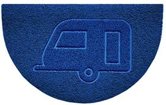 Nicoman Embossed Halfmoon Half Circle Door Mat Dirt-Trapper Jet-Washable Doormat 70x44cm (Blue, CARAVAN Shape)