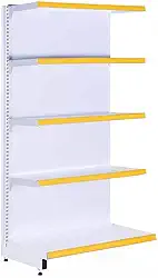 Gôndola Prateleira Supermercado 5 Níveis 40x30 New Plus 1,70m Parede Continuação Amarelo Sa Gôndolas