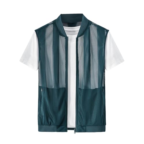 Men's 0.1mm Ultra-Thin Lightweight Summer Vest with Pockets Casual Breathable Outdoor Vest for Fishing Running Golf