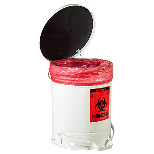 image for Justrite 05935 SoundGuard Steel Biohazard Waste Container with Foot Op