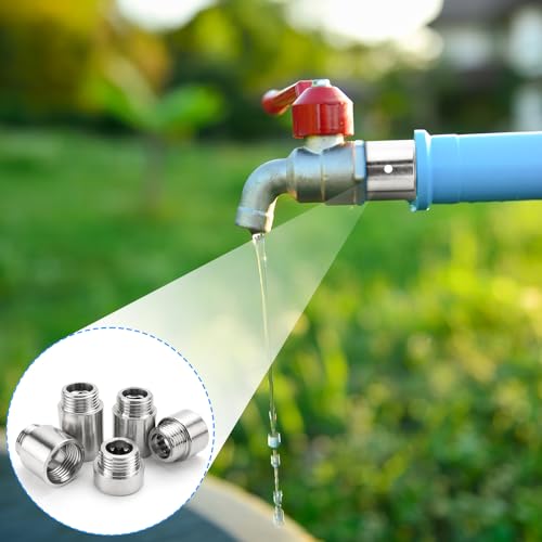 HZOUHONG 5 Stück Hahnverlängerung 1/2 Zoll, Wasserhahnverlängerung 10/15/20/25/30mm, Edelstahl Verlängerung Fitting, Wasseranschluss Verlängerung, Gewindefitting für Wasserhähne Eckventile Duschköpfe