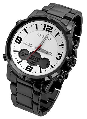 Elegante Herren Armband Uhr Weiß Titan Analog Digital Sport Edelstahl Cover
