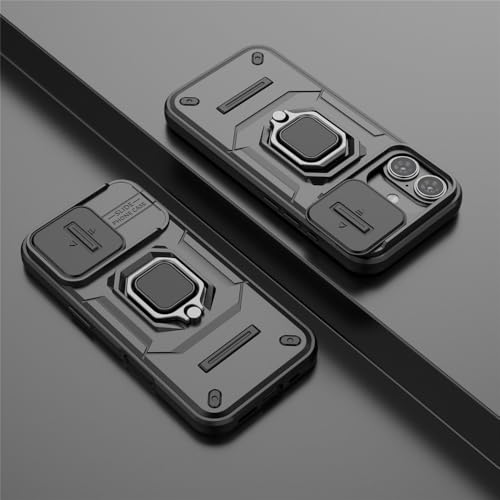 Image of SHINESTAR Tough Armor iPhone 17 Bumper Back Case Cover | Ring Holder & Sliding Camera Shield Cover | 360 Degree Protection Back Case Cover for iPhone 17 (Black)
