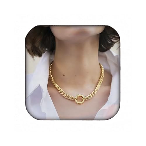 RELOVET Chunky Necklace O Ring Double Choker Link Curb Chain