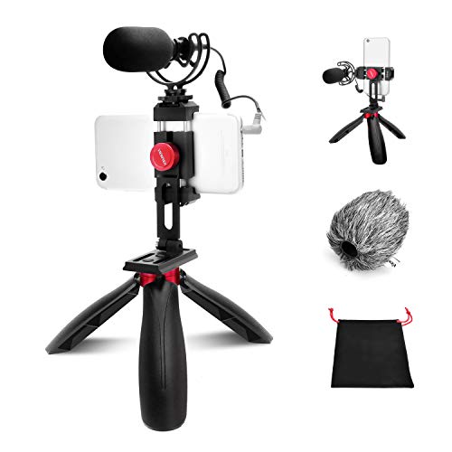 viewflex VF-K2 Smartphone Microphone Kit with Tripod, Vertical and Horizontal Shooting, Vlogging Microphone for Smartphones- External Mic for YouTube Video Recording TikTok