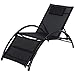 Outsunny Bain de Soleil transat Design Contemporain inclinable Multi-Positions Repose-Pied réglable tétière icluse alu textilène Noir