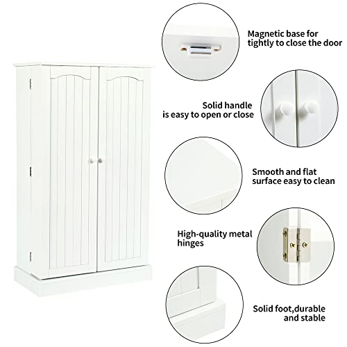 Home Bi 41'' White Kitchen Pantry Cabinet, Double Door Food Storage Cabinet With Doors And 6 Shelves, China Cupboard Space Saving Cabinet #TOP4