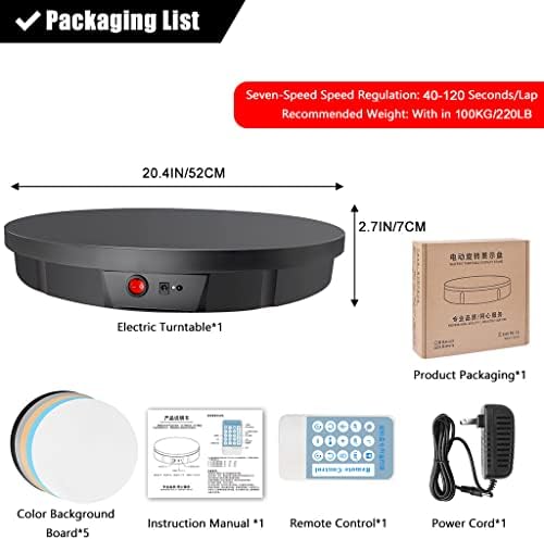 Professional 180 Degree Electric Rotating Turntable for Photography, 52CM Automatic Revolving Platform Perfect for Images, Product Display Photography Turntable