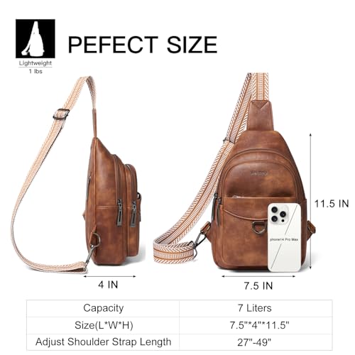 Image of LATMAP 7L Sling Bag for Women Men Crossbody Belt Bag Small Travel Sling Backpack Anti Theft Chest Daypack Purse Faux Leather