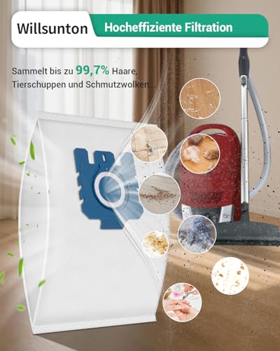 10 Stück Staubsaugerbeutel für Miele HyClean Pure GN Staubsauger Classic C1 Complete C2 Complete C3, S2 S5 S8 S600 S800 mit 4 Motor 4 Abluft Filter Ersatz Zubehör 9917730 12421130