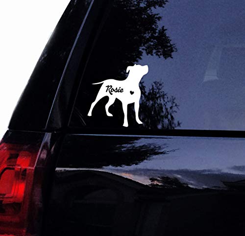 Personalized Silhouette Pitbull Decal - Floppy Ear Pit Bull - Vinyl Car Decal Window Sticker (4