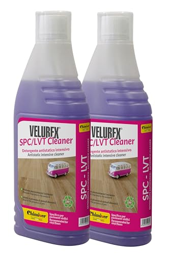 Chimiver Detergente Antistatico adatto alla pulizia di Pavimenti Vinilici - VELUREX SPC/LVT CLEANER KIT 2 PEZZI | Confezione da 2 flaconi da 1L cad.