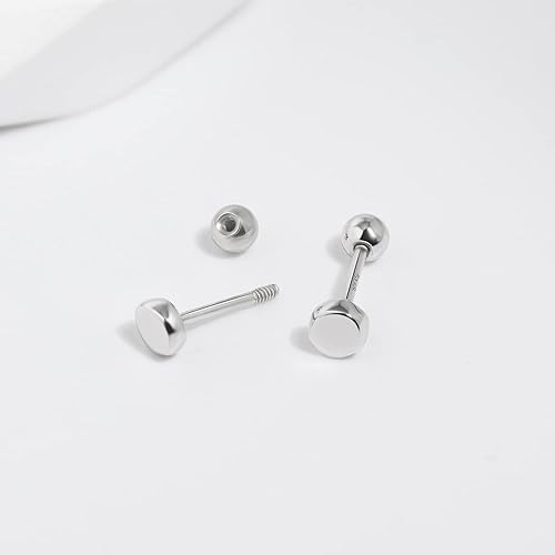 Miniatura 5 de Aretes con Cierre de Tornillo de Bola de Plata de Ley 925 Tachuelas con Cierre de Bola de Seguridad para Dormir Aretes de Tachuela para Hombres