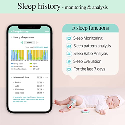 Aimon Smart Band Baby Monitor - Tracks Heart Rate, Average Oxygen As Sleep Quality Indicators. Tracks Temperature, Falling And Crying Too. Has 2 Sizes(Small+Large) For 0~35Months. #TOP2
