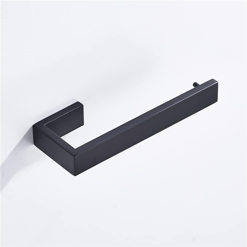 Matte Black 4-Piece Set Bathroom Accessories Wall Mount Toilet Paper Holder Towel Bar Ring Robe Hook Towel Rack