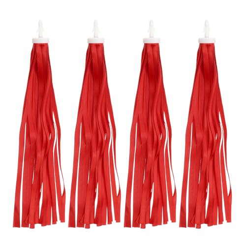 PATIKIL Bike Streamers, 2 Pair Colorful Scooter Handlebar Tassels Grips Ribbon Accessories Decorations pour Bicycle Tricycle Handles, Red