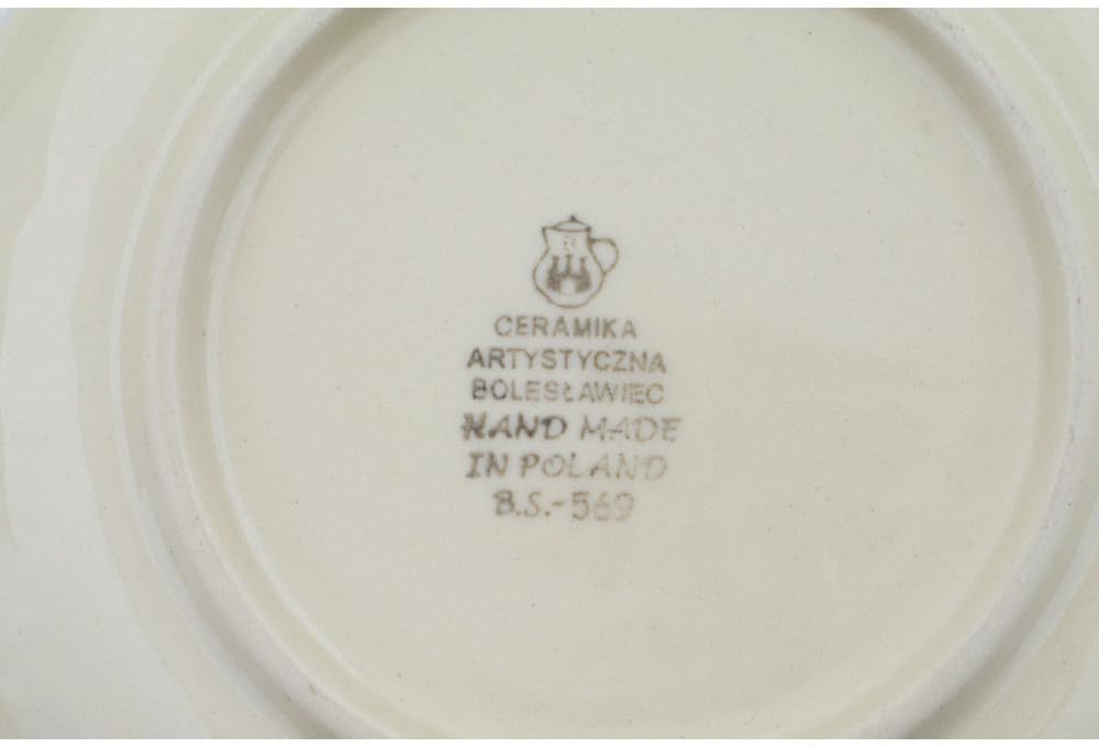 Authentic Polish Pottery Bouillon Cup with Saucer in Street Views Design Handmade in Bolesławiec Poland by Ceramika Artystyczna + Certificate of Authenticity