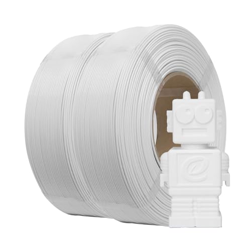 eSUN PLA Basic Refilament 1.75mm, 3D Printer Refill High Speed PLA for Fast Printing, 1KG per Roll, 2 Rolls Spoolless 3D Printing Filament for High Speed 3D Printers, White