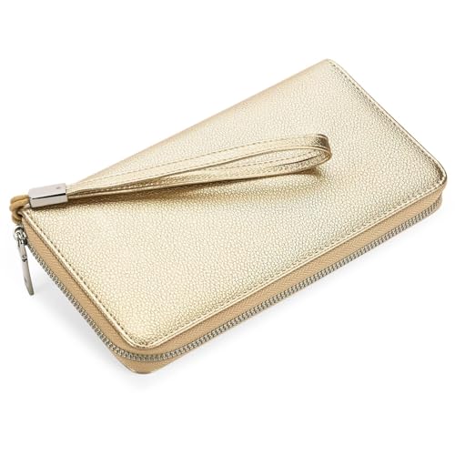 Wallet Womens RFID Blocking Leather Zip Around Wallet Large Capacity Long Purse Credit Card Clutch Wristlet2