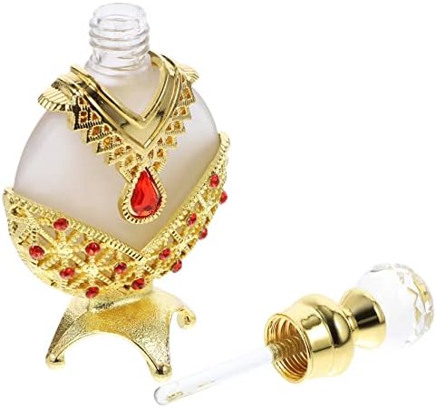 FRCOLOR Vintage Perfume Bottles Empty Refillable Fancy Crystal Refillable Glass Tube Bottles Cosmetic Essential Oil Sample Container for Travel Office Home Decor 10ml Random Color