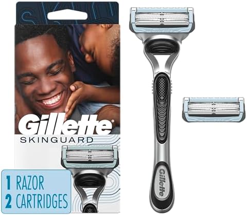 SkinGuard Razors for Men, 1 Razor Handle and 2 Razor Blade Refills, Designed for Men with Sensitive Skin, Razor Bumps, and Shaving Irritation