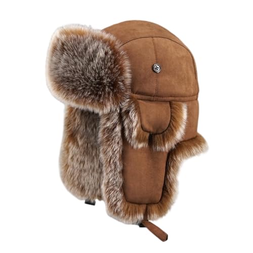 Men Winter Trapper Hat Russian Hat Unisex Cozy Plush Earflap Hat Windproof for Skiing Cycling Cold Weather Warm Hat