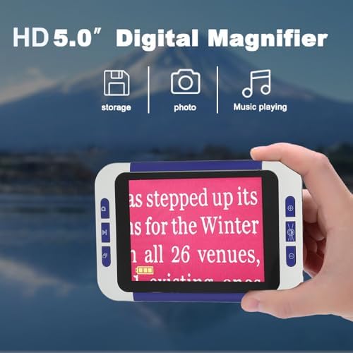 Fockety Portable Digital Video Magnifier, 2-32X Magnifying Handheld Portable Electronic Reading Aid with 26 Modes, Battery Powered Digital Magnifier for Low Vision, Reading, Writing (US)