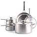 Merten & Storck Tri-Ply Stainless Steel,Batterie de Cuisine en Inox Trois Couches,Set de 8 Poêles et Casseroles,Inclut Poêle à frire,Casserole et Marmite,Induction,Multicouche,Va au Four,Argent