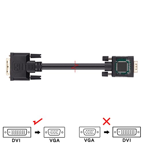 DVI to VGA Cable 3Ft(1m) DVI 24+1 DVI-D M to VGA Male Gold Plated 1080P with Chip Active Adapter Converter Cable for PC-DVD-Monitor-HDTV-Laptop- Projector