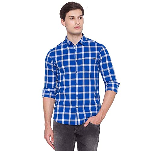 Image of Spykar Men's Checked Slim Fit Shirt