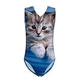 HUGS IDEA Niedlicher Tier-Badeanzug, Einteiler für Kinder, ärmellos, Sport-Badeanzug, 3–14 Jahre Gr. 9-10 Jahre, Katze 2