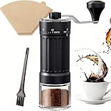 Macina Caffè Manuale con 50 Filtri per Caffè, 40 livelli, Portatile External Coffee Grinder con Capacità di 30g, con Meccanismo Conico di Precisione in Ceramica, Adatto per aeropress, Pour Over e Moka