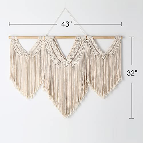 Mokof Large Macrame Wall Hanging Wide Macrame Wall Decor Boho Woven Art, 43"X32" #TOP4
