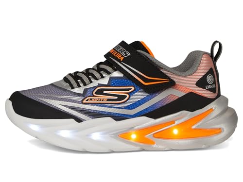 Flex-Glow Ultra Sneaker, Black/Silver, 3.5 Big Kid by Skechers - Used condition - Image 5