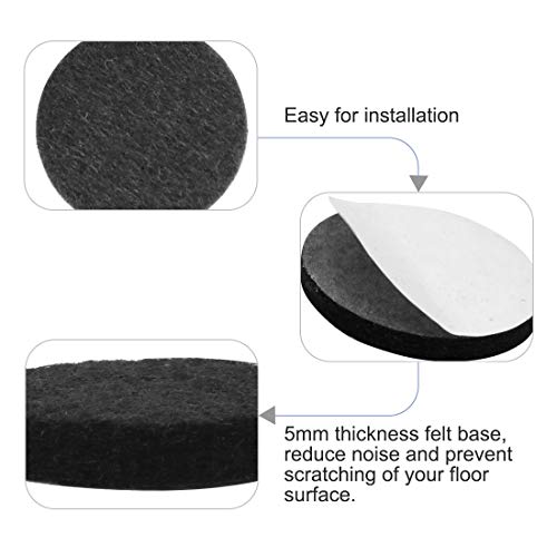 Uxcell 70Pcs Furniture Felt Pads Round 3/4" Self-Stick Non-Slip Anti-Scratch Pads For Table Cabinet Chair Feet Floor Protector Black #TOP3