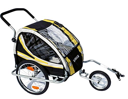 KRANICH 66526 - Remorque vélo / jogger à suspension - 2 enfants - Certifié TÜV/GS