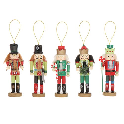 gazechimp Conjunto de Estatuetas de para -nozes de Madeira de 5 Peças de Natal para árvores de Natal