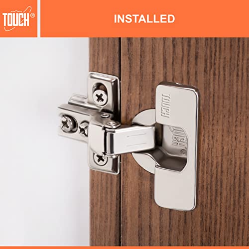 TOUCH Cabinet Hinges (20 Pairs, 40 PCS) Face Frame Compact Cupboard Door Hinge 1/2\" Inch Overlay Concealed European Slide-On Hinges for Kitchen Cabinet 3-Way Adjustable with Dowels