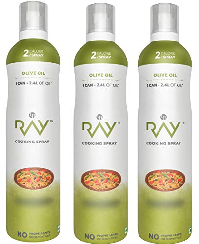 Image of LB RAY Cooking Spray Olive Oil - Low-Calorie, 100% Oil Spray, No Gases, Emulsifiers, and Water (200 ml, Pack of 3)