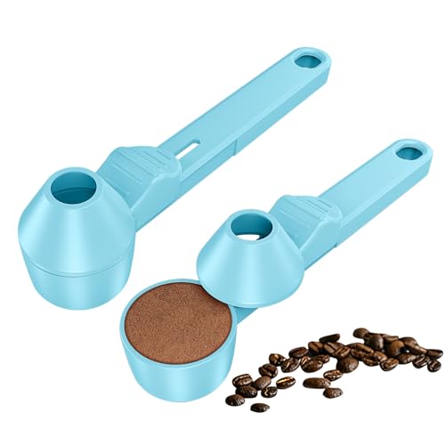 Image of Coffee Scoop & Funnel for Reusable K Cup Refillable Coffee Pods, Coffee Measuring Spoon 2 Tablespoon Capacity, Scoop with Funnel for Ground Coffee, Protein Powder, Tea (Blue, 2 Pack)