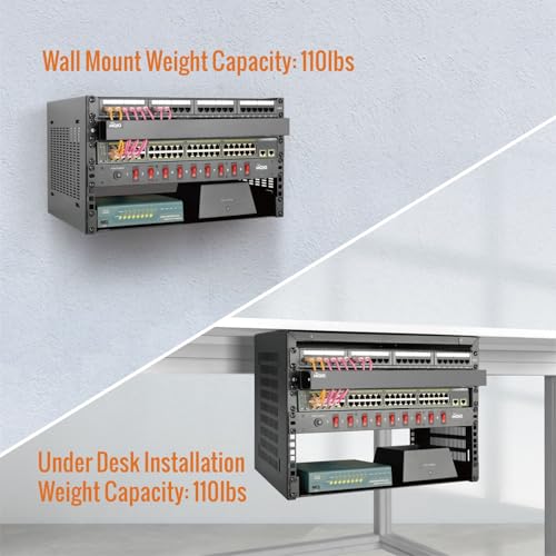 Tecmojo 4U Wall Mount Rack,4U Rack 14 inch Depth,19\" Network Rack for Shallow Server and IT Equipment, Network Switches,Patch Panel Bracket,110lbs(50kg) Weight Capacity,Black