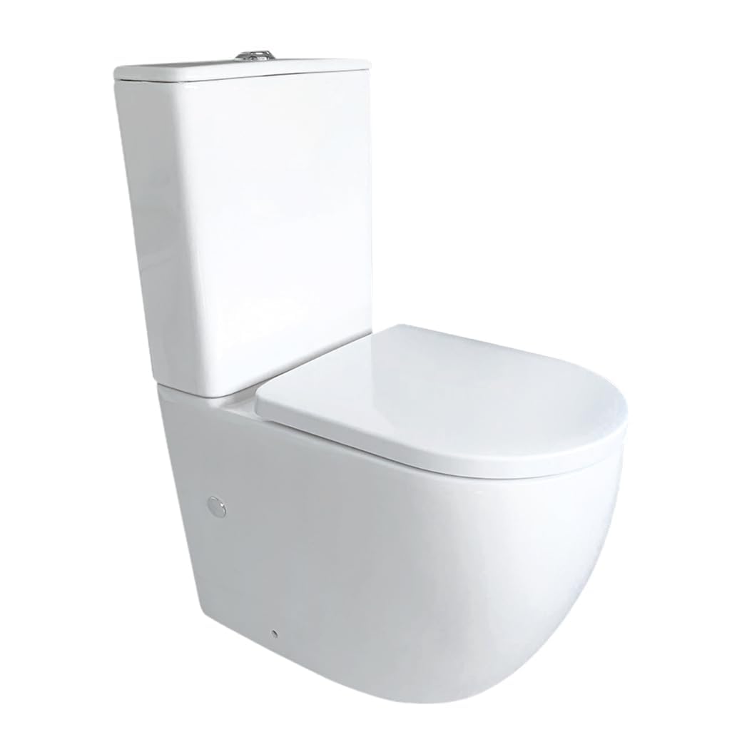 Inodoro Completo - WC Inodoro Completo con Sistema Rimless Antibacterias - Vater Baño con Tapa Dura Extrafina Amortiguada - Salida Dual Eficiente con Ahorro de Agua - WC para Hogar Blanco