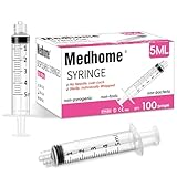 Medhome 5mL Luer Lock Syringe (No Needle) , Sterile & Individually Wrapped , Professional, Industrial & Personal Use