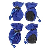 HOUDERCO 4個防水犬ブーツ 小型 中型犬用 アンチスリップ設計 耐候性 ブルー