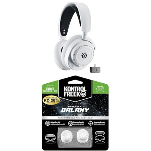 SteelSeries Arctis Nova 7X Wireless Xbox Gaming Headset - 2,4 GHz & Mischbarer Bluetooth-Sound + KontrolFreek FPS Freek Galaxy White für Xbox One & Xbox Series X Controller - Performance Thumbsticks
